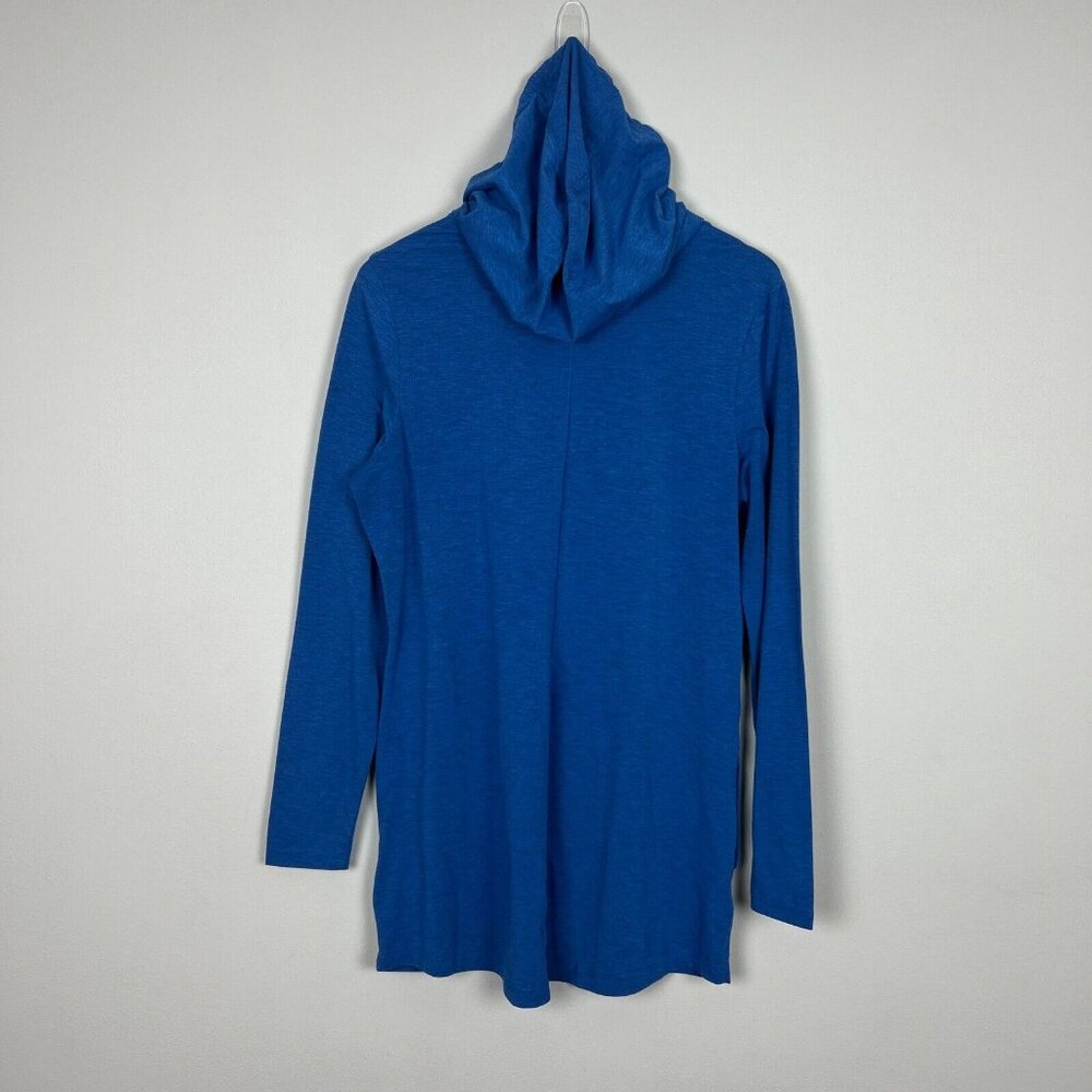 Duluth Trading Co Dry & Mighty Long Sleeve Hoodie Tunic Womens M Blue Wool Blend - Picture 8 of 11
